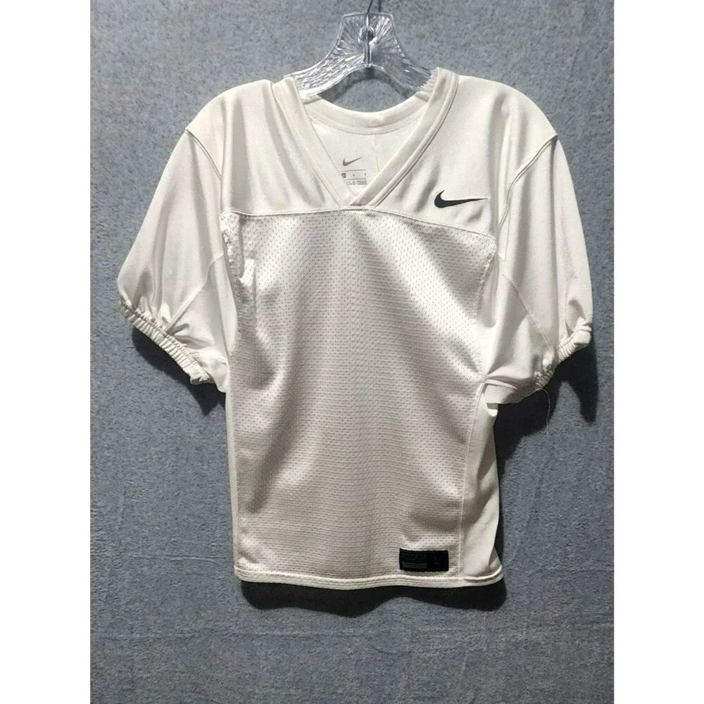 Nike Practice Jersey Football Elastic Short Sleeve Youth Boys White Mesh SZ L